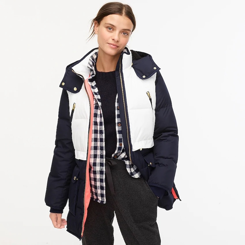 J. Crew colorblock chateau puffer with Primaloft